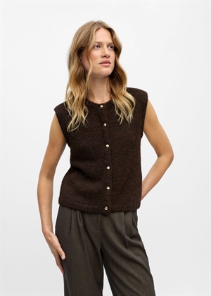 Saggia knit vest cardigan Seal Brown Melange Object 
